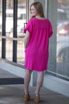 Zenana-Raw Edge Gauze V-Neck Dress