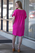 Zenana-Raw Edge Gauze V-Neck Dress