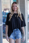 SALE-Zenana-Oversized Round Neck Front Pocket Top