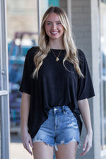 SALE-Zenana-Oversized Round Neck Front Pocket Top