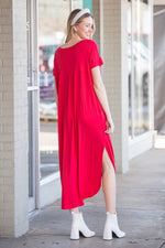 Zenana - Short Sleeve V-Neck Maxi Dress