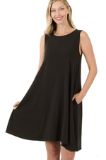 Zenana Sleeveless Swing Dress Black