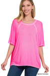 SALE-Zenana-Washed Dolman Sleeve Boat Neck Top