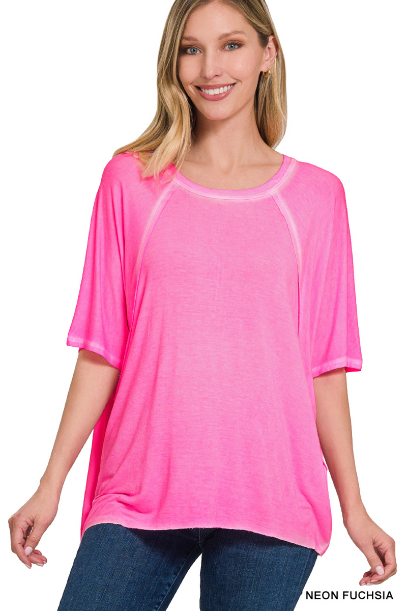 Zenana Dolman Sleeve Round Neck Top Pocket 3Colors S-XL – Apparel