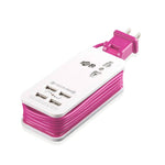 Tech Candy - POWER TRIP OUTLET + USB TRAVEL CHARGING STATION : PINK: WHITE/BRIGHT PINK