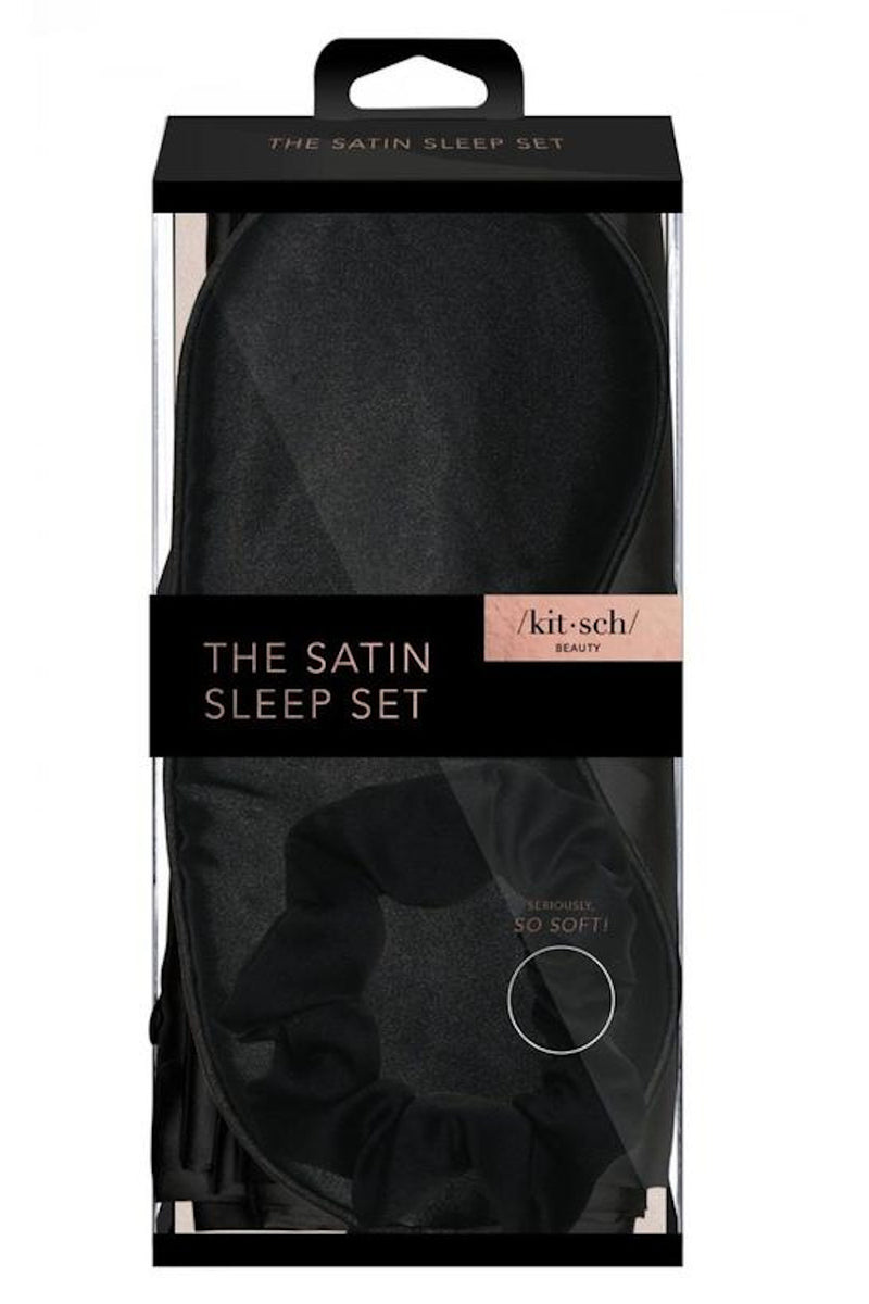 Kitsch-Satin Sleep Set-Black